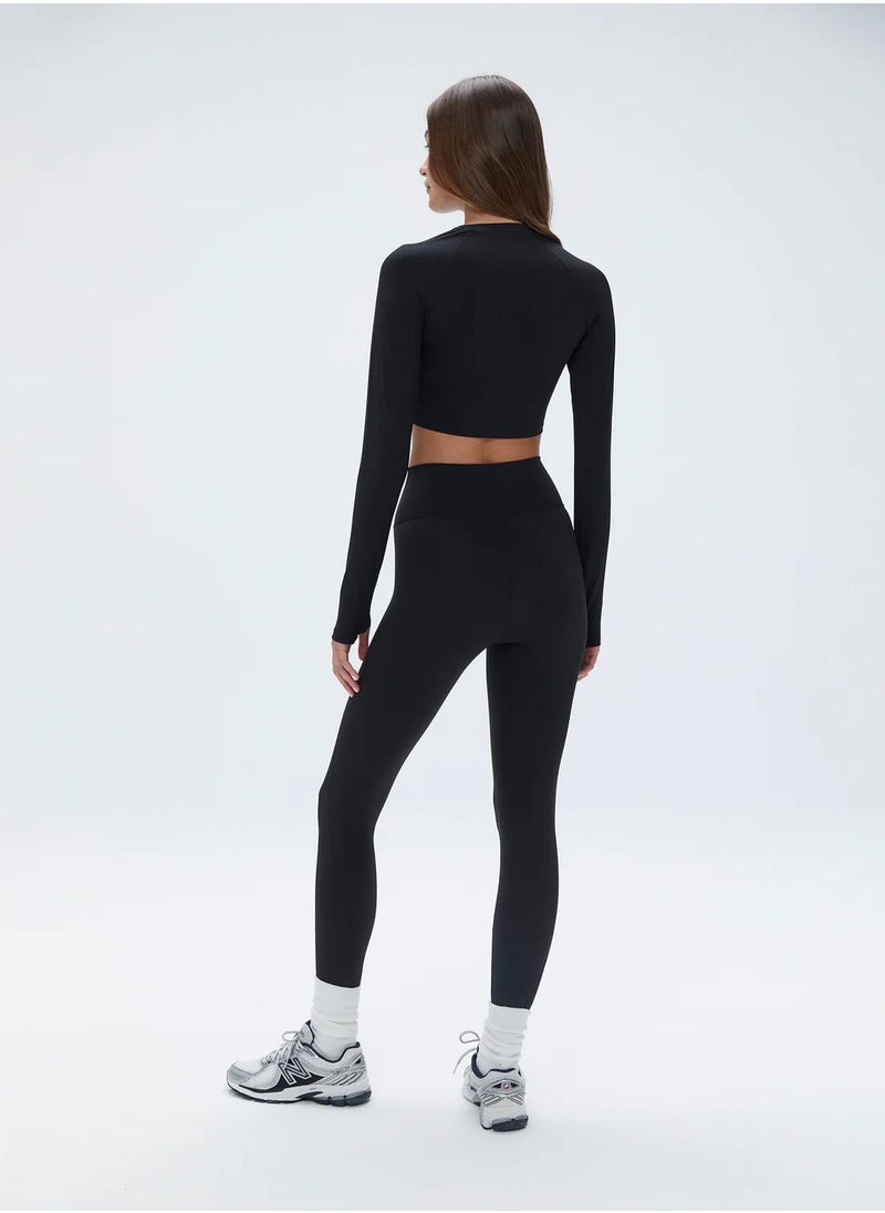 Vicino - Vicino Women's Sportswear Set with Thumb Hole and High Waisted High-Quality Workout Pants - Black - Image 1