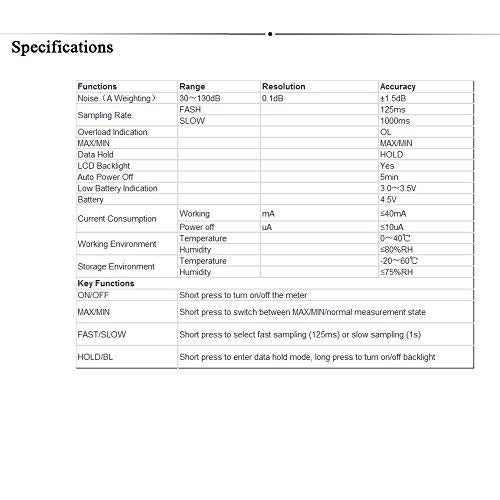 UNI-T UT353BT Decibel Meter, Sound Level Meter Range 30-130 dB Accuracy 1.5dB Noise Meter with Large LCD Screen Display, MAX/MIN, Data Hold, Use for Home, Noisy Neighbor, Factory - Image 3