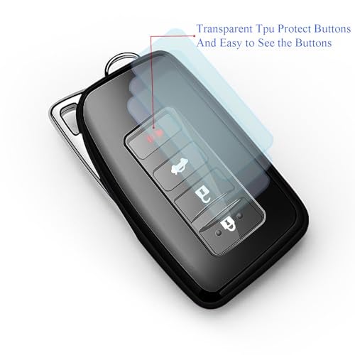 Tukellen for Lexus Key Fob Cover Premium Soft TPU Full Protection Key Shell Key Case Compatible with Lexus ES is GS NX LS RX RC 300h 350 200t 250 300 F 450h 460 600h Smart Keyless Fob Remote Key-Black - Image 4
