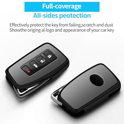 Tukellen for Lexus Key Fob Cover Premium Soft TPU Full Protection Key Shell Key Case Compatible with Lexus ES is GS NX LS RX RC 300h 350 200t 250 300 F 450h 460 600h Smart Keyless Fob Remote Key-Black - Image 3