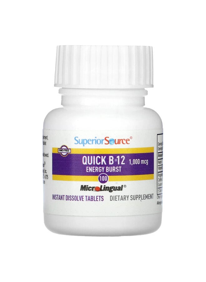 Superior Source Quick B-12 Energy Burst, 1,000 mcg, 100 MicroLingual Instant Dissolve Tablets  - Image 3