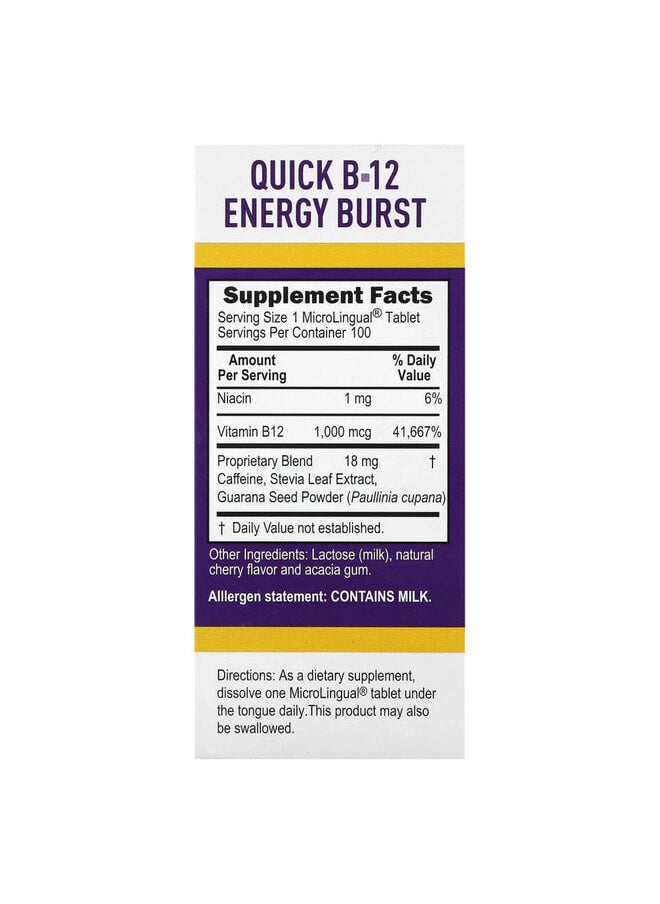 Superior Source Quick B-12 Energy Burst, 1,000 mcg, 100 MicroLingual Instant Dissolve Tablets  - Image 2