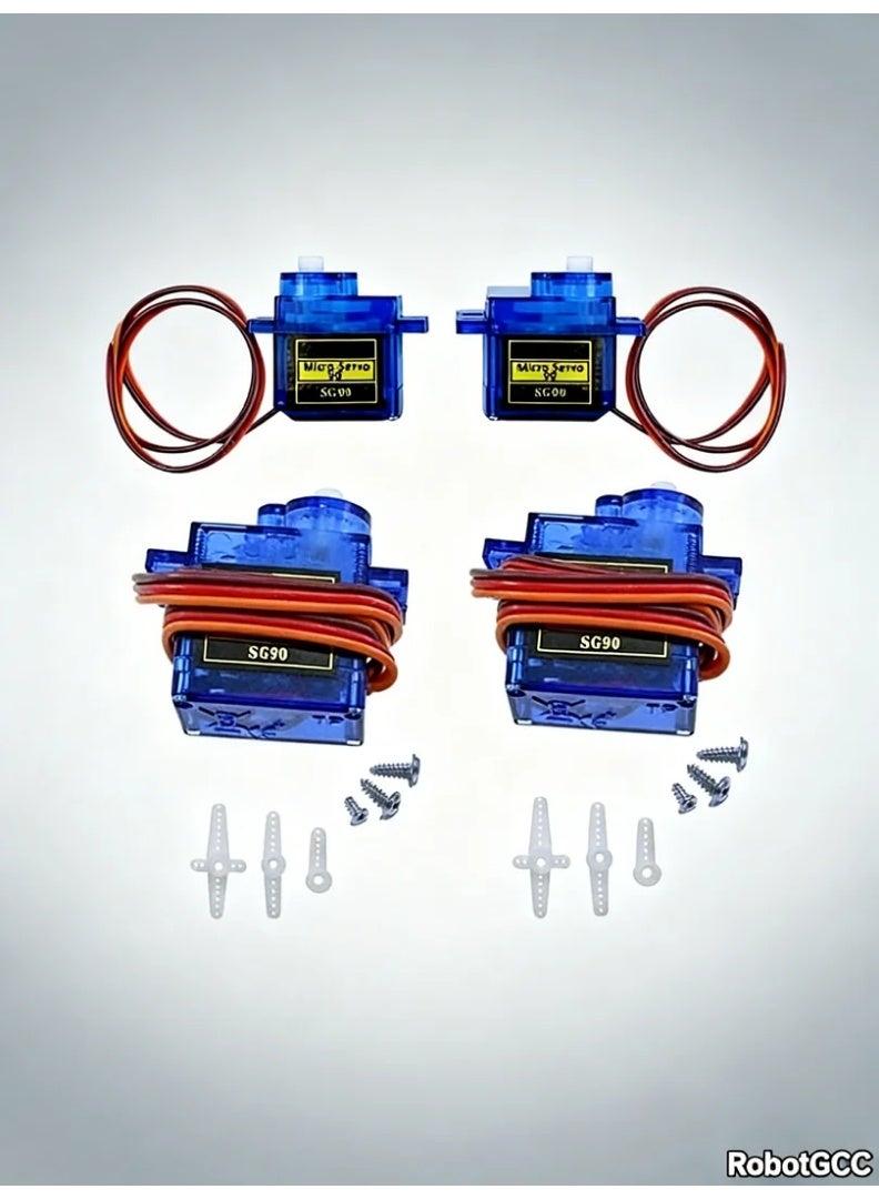 robotgcc Micro Servo Motor 9g 180° 4 Pack for Arduino Robot Car RC Plane Smart Car DIY Robotics Kit, High Torque Plastic Gear Mini Servo, PWM 3-Wire Control Cable, Programmable Servo Motor for STEM Projects - Image 3