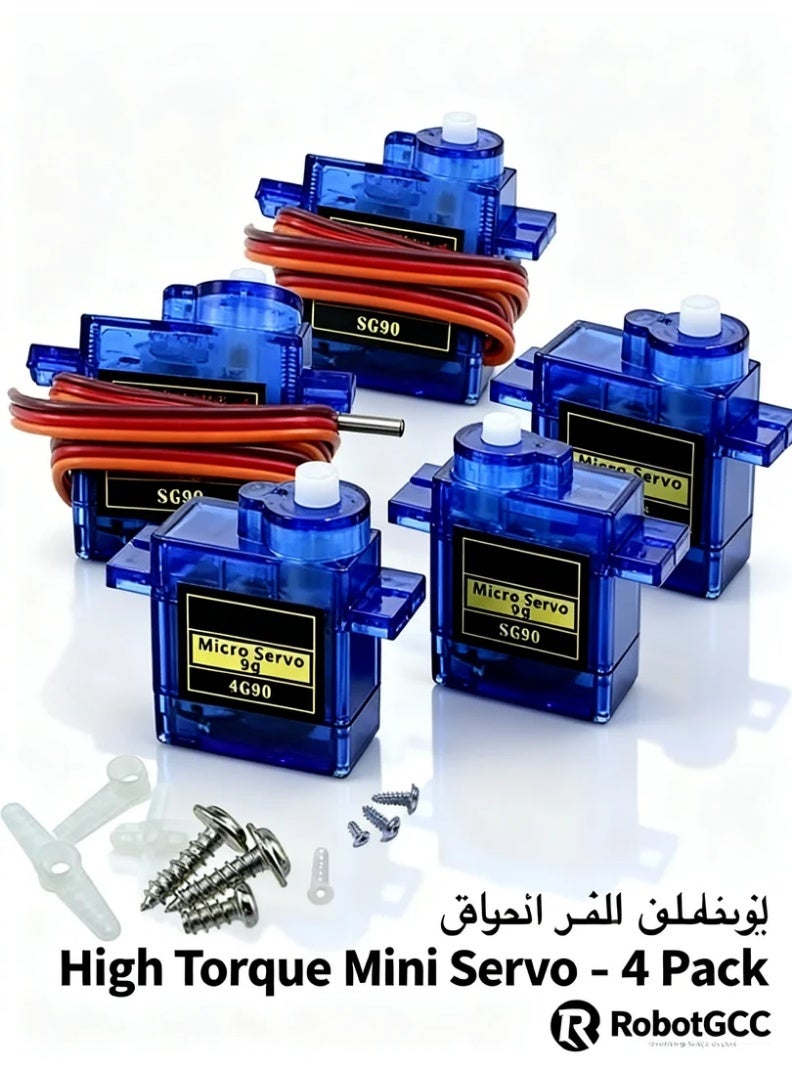 robotgcc Micro Servo Motor 9g 180° 4 Pack for Arduino Robot Car RC Plane Smart Car DIY Robotics Kit, High Torque Plastic Gear Mini Servo, PWM 3-Wire Control Cable, Programmable Servo Motor for STEM Projects - Image 4