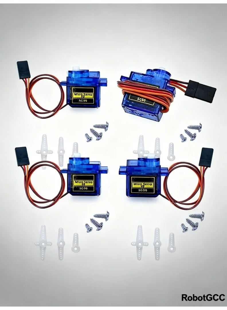 robotgcc Micro Servo Motor 9g 180° 4 Pack for Arduino Robot Car RC Plane Smart Car DIY Robotics Kit, High Torque Plastic Gear Mini Servo, PWM 3-Wire Control Cable, Programmable Servo Motor for STEM Projects - Image 2