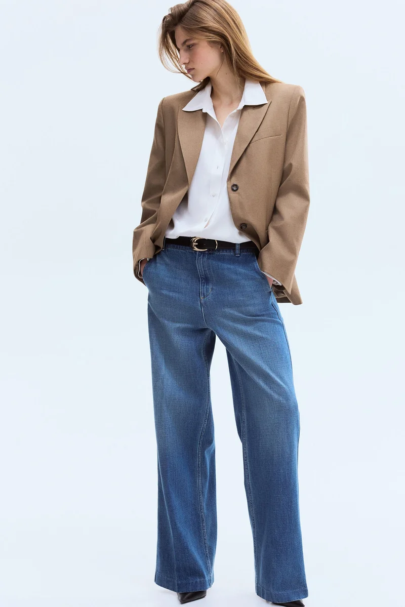 اتش اند ام جينز بخصر عالي وقصّة مستقيمة