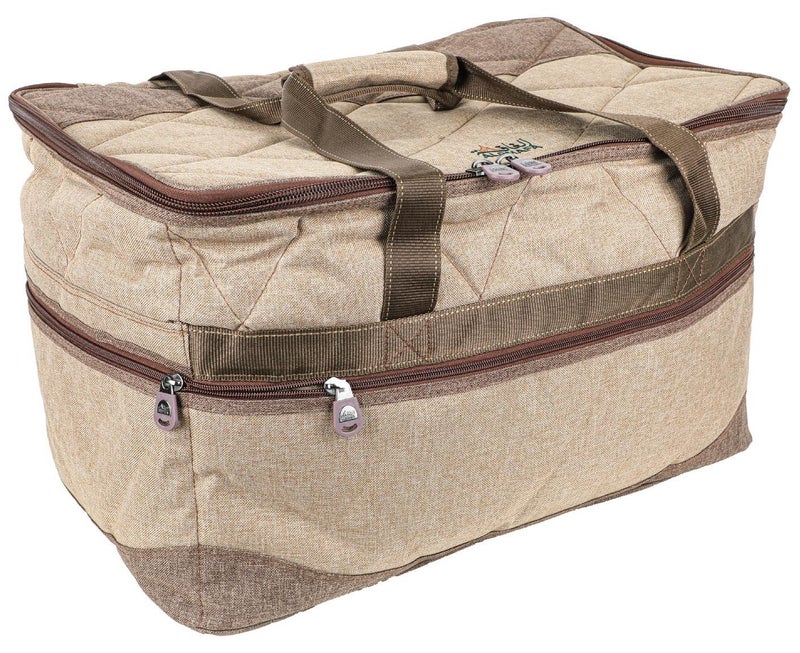 ALGHAFA Camping Tool Bag, Camping and Travel Cooking Organizer, Travel Bag with Mesh Pockets, Portable Bag for Cooking, Barbecue and Kitchen Tools, 36*37*55cm, Oxford Canvas, PVC Lining, Wooden Color, Algafa - Image 1