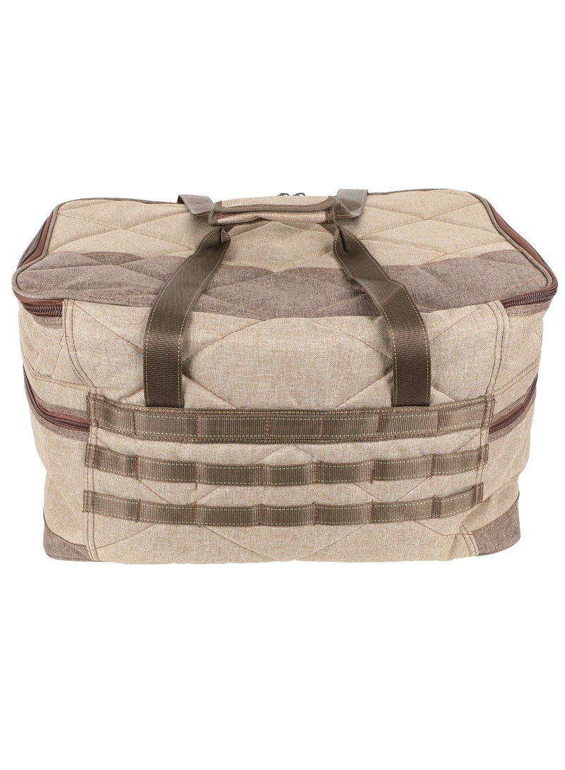 ALGHAFA Camping Tool Bag, Camping and Travel Cooking Organizer, Travel Bag with Mesh Pockets, Portable Bag for Cooking, Barbecue and Kitchen Tools, 36*37*55cm, Oxford Canvas, PVC Lining, Wooden Color, Algafa  - Image 2