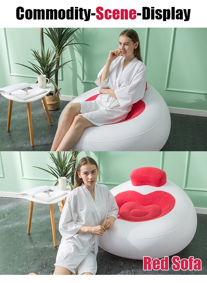 Generic New inflatable foldable lazy sofa love heart shape flocking recliner with backrest sofa chair leisure lunch chair gift small household single sofa lazy sofa  - Image 1