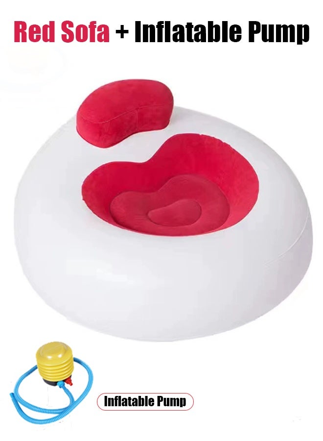 Generic New inflatable foldable lazy sofa love heart shape flocking recliner with backrest sofa chair leisure lunch chair gift small household single sofa lazy sofa  - Image 5