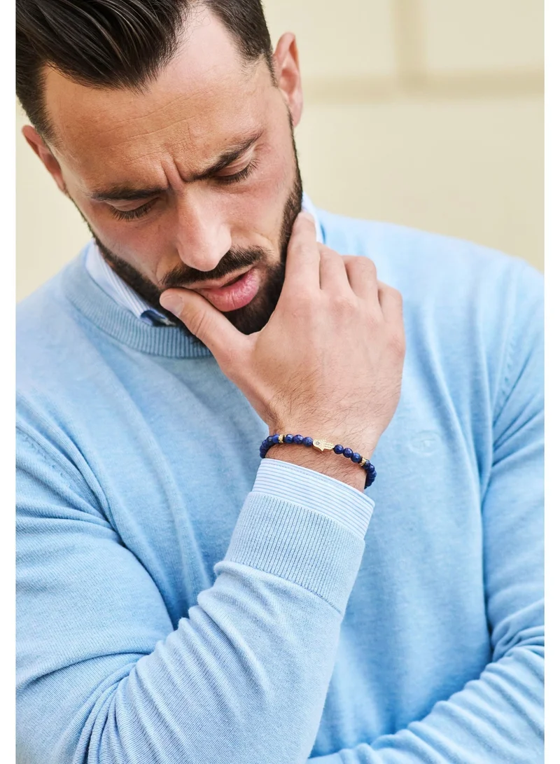 Lunnora blue Lapis Lazuli Beads Handmade Natural Stone Bead Bracelet – Bracelet for Men, Men’s Bracelet, Gifts for Men, Bracelets for Men – With Golden Hamsa Hand, Adjustable One Size Fits All for Men | Best Price UAE