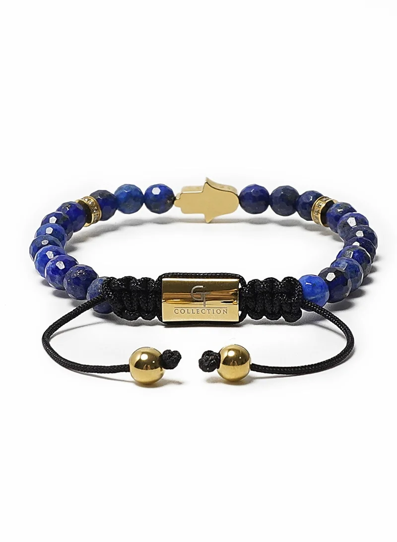 Lunnora blue Lapis Lazuli Beads Handmade Natural Stone Bead Bracelet – Bracelet for Men, Men’s Bracelet, Gifts for Men, Bracelets for Men – With Golden Hamsa Hand, Adjustable One Size Fits All for Men | Best Price UAE