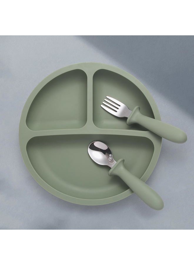 Eascrozn Baby Feeding Set, 2 Pack Silicone Divided Suction Plates for Baby, 2 Pack Spoons and Forks Set, BPA Free, Baby Led Weaning Supplies for Toddler Utensils - Image 2