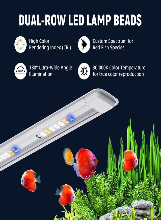 AQUASMITH Aquarium Light,Fish More Red Water is Not,Specific Full Spectrum Fish Tank Light,Comes with Two Mounting Brackets, Timing Function, Memory Feature, Adjustable Brightness, IP68 (22IN) - Image 4