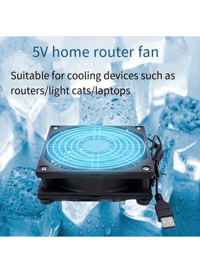 قاعدة تبريد جهاز التوجيه USB الأسود مروحة صامتة 5 فولت لمودم جهاز الاستقبال للأجهزة الصغيرة - Image 5