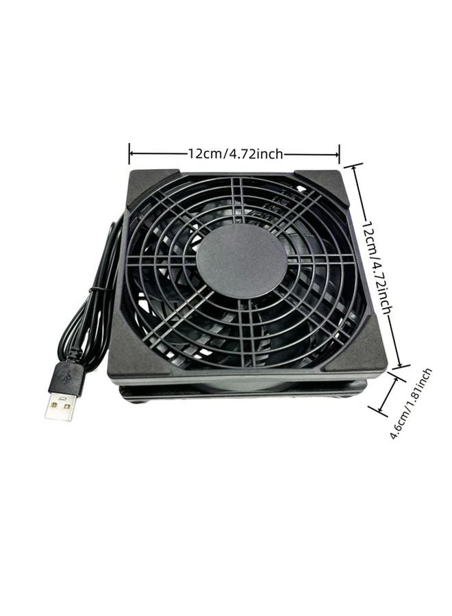 قاعدة تبريد جهاز التوجيه USB الأسود مروحة صامتة 5 فولت لمودم جهاز الاستقبال للأجهزة الصغيرة - Image 3