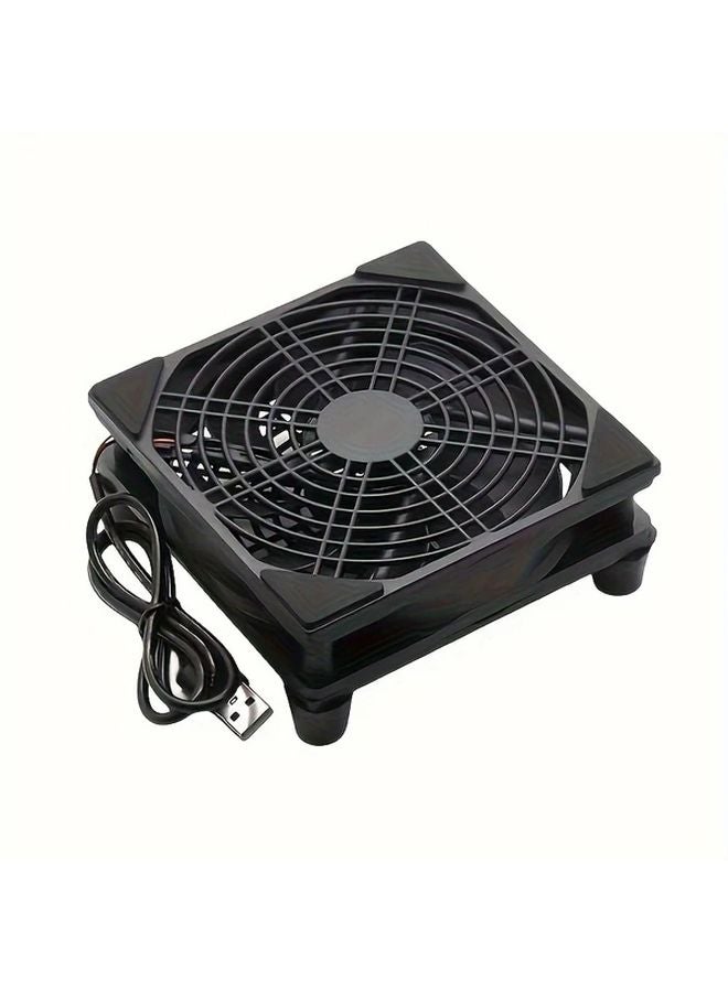 قاعدة تبريد جهاز التوجيه USB الأسود مروحة صامتة 5 فولت لمودم جهاز الاستقبال للأجهزة الصغيرة - Image 2