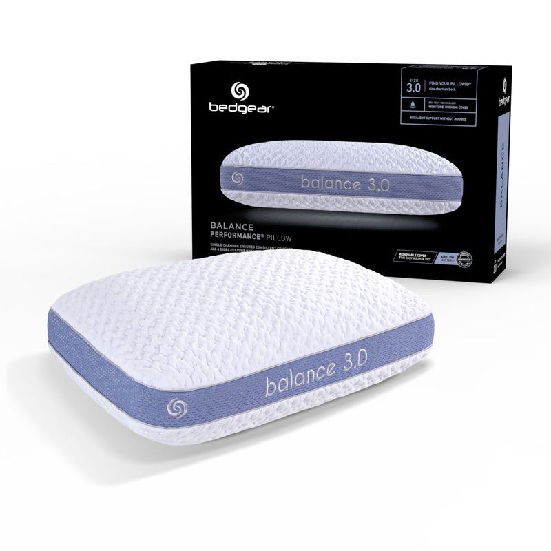 Bedgear Balance Performance Pillow â€“ 3.0 - Moisture Wicking Bed Pillow for All Sleep Positions - Medium Firmness Bed Pillow - Washable Removable Cover â€“ 20" W x 26" L x 6.5" H - Image 1