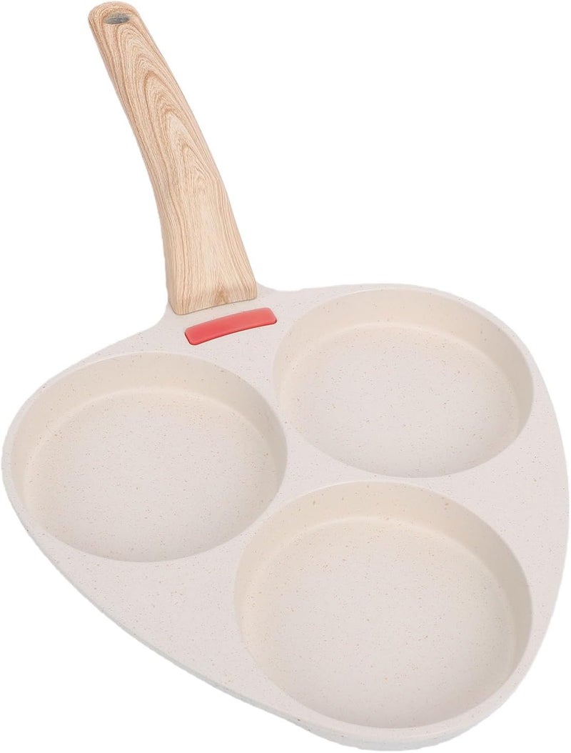 Luocute 3 Compartment Nonstick Egg Pans, Aluminum Alloy Breakfast Skillet with Heat Resistants Handle for Eggs Pancakes Burgers, Compatible with All Stovetops - Image 1