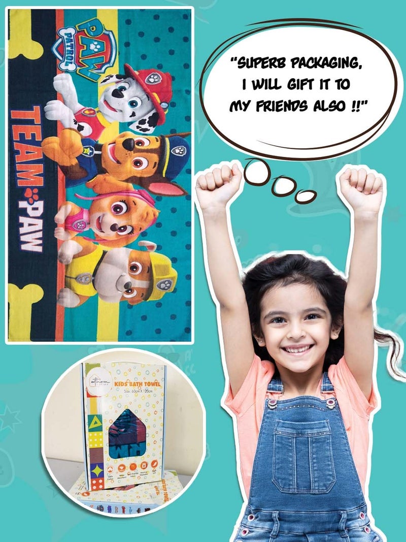 Athom Living Team Paw Kids Bath Towel, 350 GSM, 60x120 cm ? Soft, Absorbent, Quick-Drying, Cartoon Character Towel for Boys & Girls - Image 4