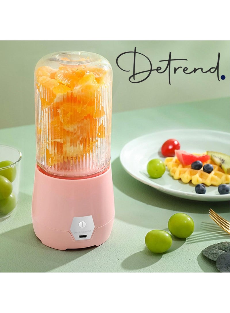 DETREND كوب عصير محمول، زجاجات خلط للسفر مع إمكانية إعادة الشحن عبر USB للمشروبات والعصائر، للاستخدام المحمول في الرياضة والصالة الرياضية والهواء الطلق - Image 1