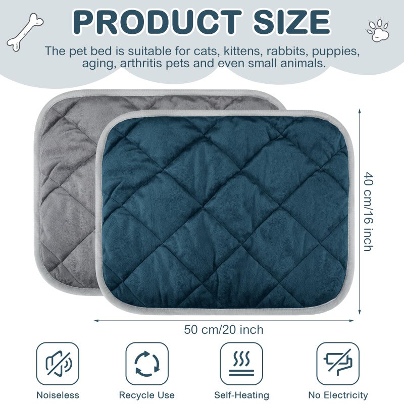 Clysee 8 Pack Self Heating Cat Mat Self Warming Cat Bed Extra Warm Thermal Pet Bed Mat Reflects Body Heat Washable Dog Crate Pad for Indoor Outdoor Pets(Gray, Blue,16 x 20 Inch) - Image 2