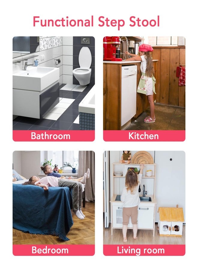 A+KCEYON 2 Pack Step Stool for Kids, Cute Sea Animals Toddler Kids Step Stool Stackable Non-Slip Safety Foot Stool for Kitchen Bathroom and Toilet Potty Training (Pink) - Image 5