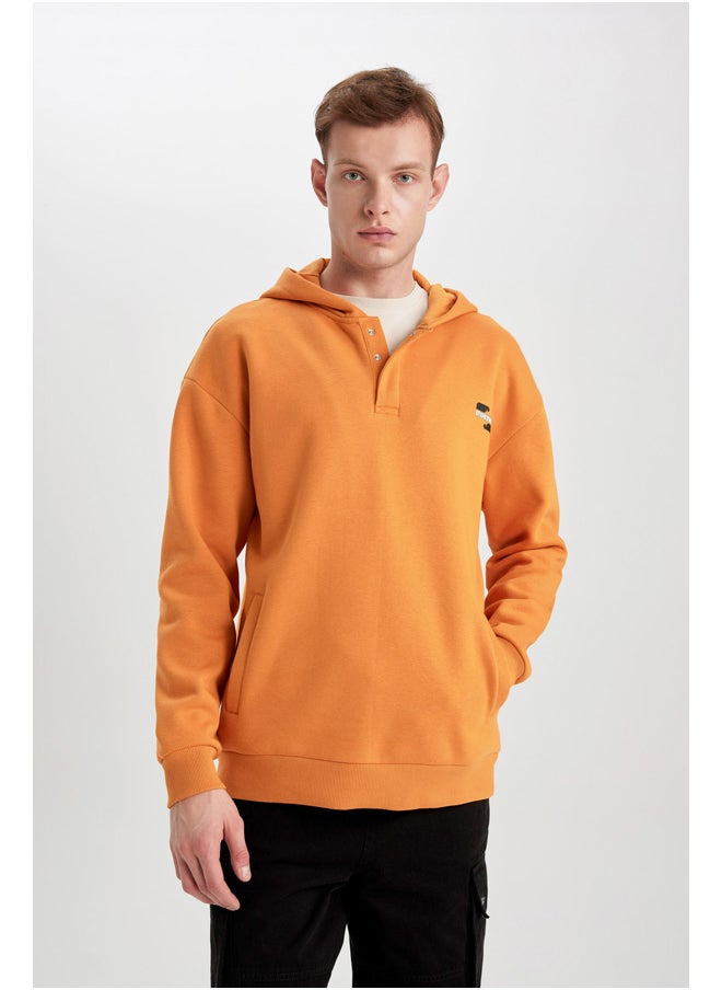DeFacto - Man Comfort Fit Hooded Long Sleeve Knitted Sweat Shirt - Image 1