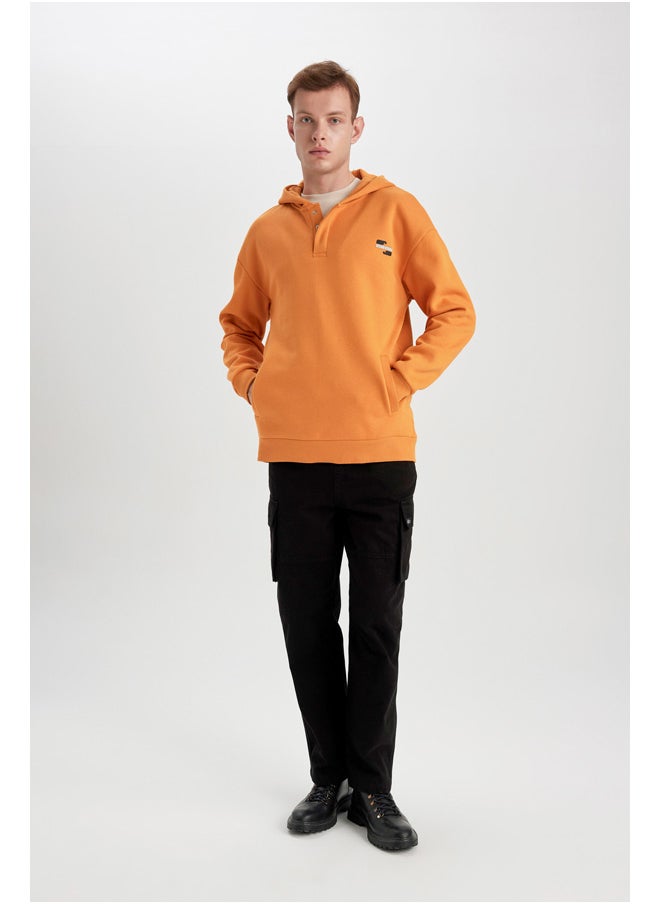 DeFacto - Man Comfort Fit Hooded Long Sleeve Knitted Sweat Shirt - Image 1