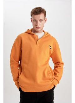 Man Comfort Fit Hooded Long Sleeve Knitted Sweat Shirt