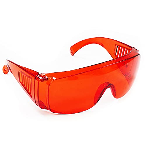 EZGO Dental Lab Safety Glasses, Red Goggle Eyewear, Anti-Fog Protective Eye Shield Safety Glasses for Teeth Whitening Curing Light, Fit Over Glasses for Adults & Kids - Image 1