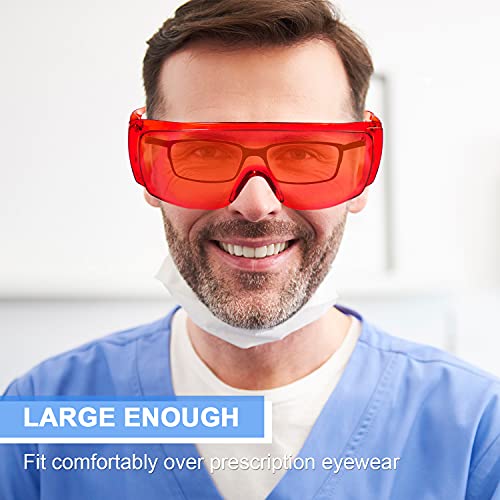 EZGO Dental Lab Safety Glasses, Red Goggle Eyewear, Anti-Fog Protective Eye Shield Safety Glasses for Teeth Whitening Curing Light, Fit Over Glasses for Adults & Kids - Image 4