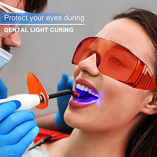 EZGO Dental Lab Safety Glasses, Red Goggle Eyewear, Anti-Fog Protective Eye Shield Safety Glasses for Teeth Whitening Curing Light, Fit Over Glasses for Adults & Kids - Image 2