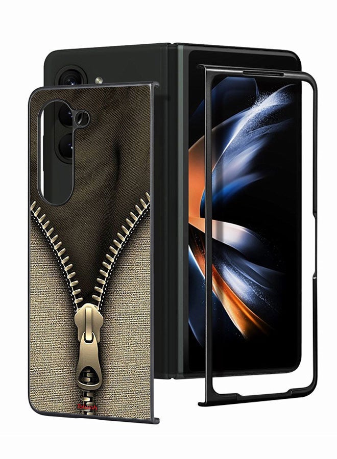 Tolwak Samsung Galaxy Z Fold 5 Protective Case Cover Zip Pattern - Image 1