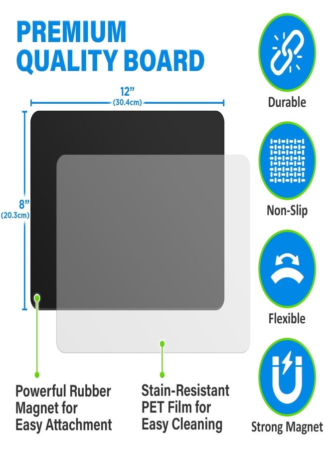 YES4QUALITY Magnetic Black Dry Erase Board for Fridge (12 x 8 inch), Stain-Resistant w/ 3 Magnetic, Fine-Tip Neon Chalk Markers & Eraser by Yes4Quality - Image 4