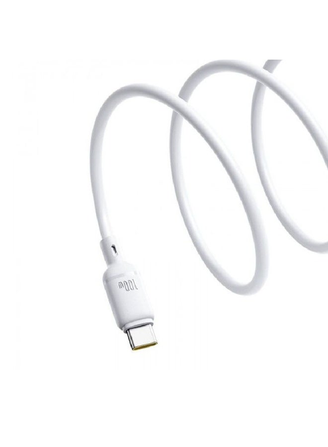 Baseus Silky Series Cable, Type-C To Type-C , 100Watt, 1M - White white - Image 2