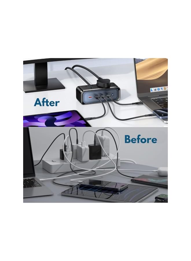 PROMASS 70W Power Strip Extension Cord USB C - 6-in-1 Pro Fast Charger Station Multiport Extension Cable with UK Plug Electric Extension Lead - 2×AC Outlets - 2×USB C - 2×USB A - 1.5M Wire for Home and Office - Image 4