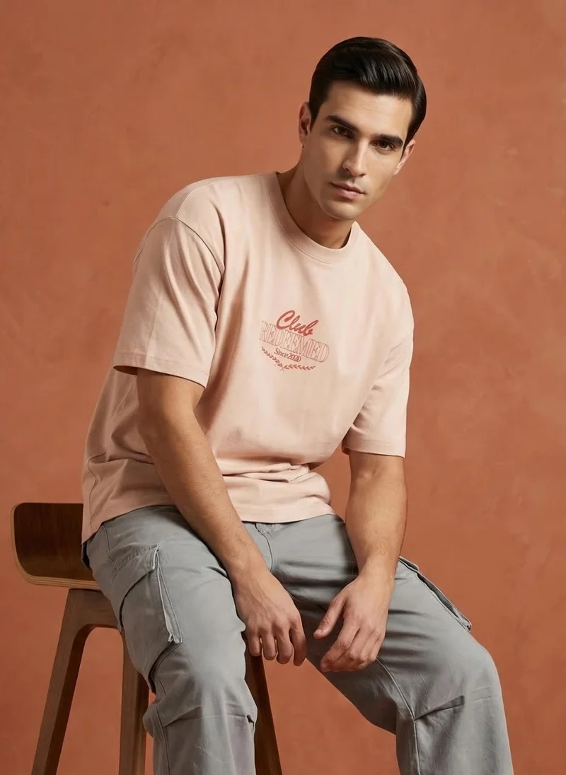 NOBERO Blush Men Oversized Printed T-shirt for Men | Best Price UAE