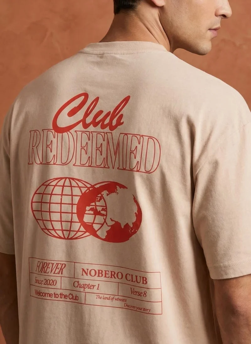 NOBERO Blush Men Oversized Printed T-shirt for Men | Best Price UAE