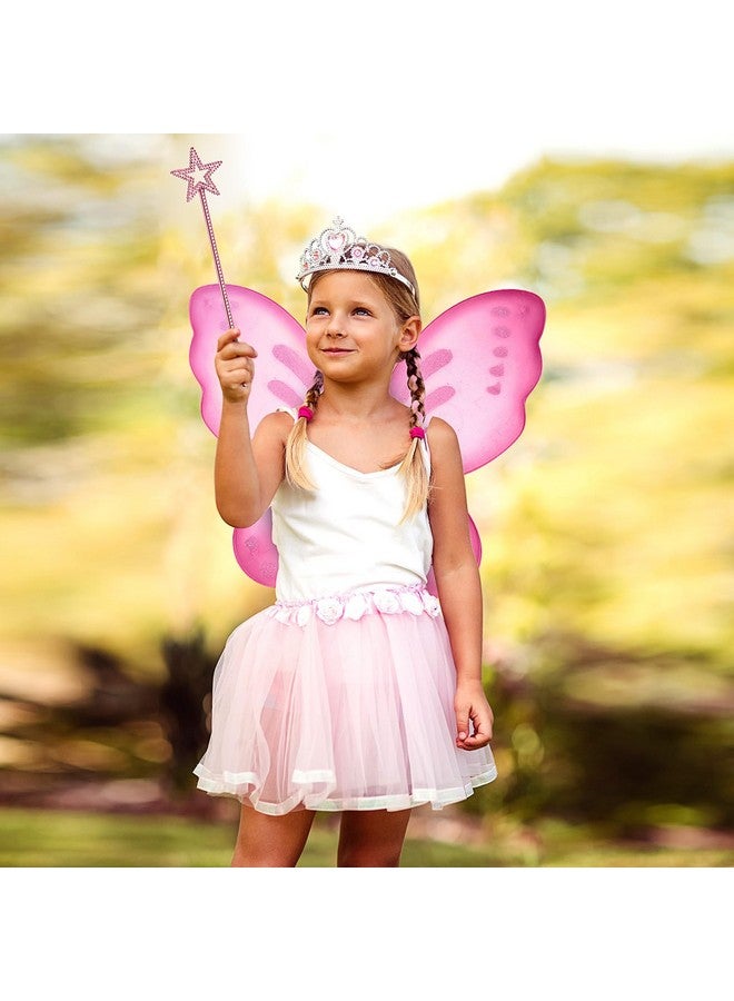سراتي مجموعة أزياء الفراشات للفتيات الصغيرات على شكل أميرة خرافية من سرات، مجموعة أزياء الفراشات، عصا النجوم، لحفلات أعياد الميلاد والكريسماس (وردي) - Image 4