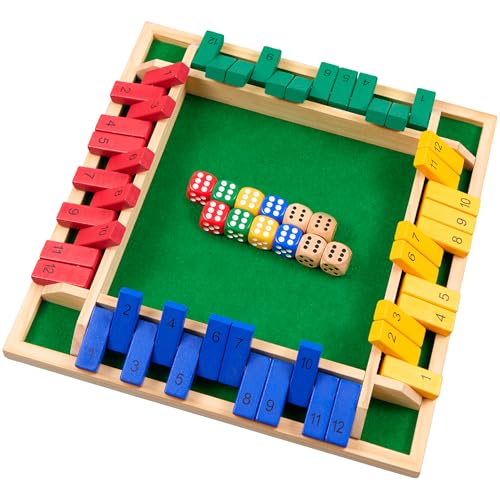 Oumoda 14 inches Shut The Box Dice Game 24 Player Upgraded 12 Numbers Wooden Board Table Math Games for Adults and Kids 12 Dices Classics Tabletop Version Games for ClassroomHomeParty or Pub - Image 1