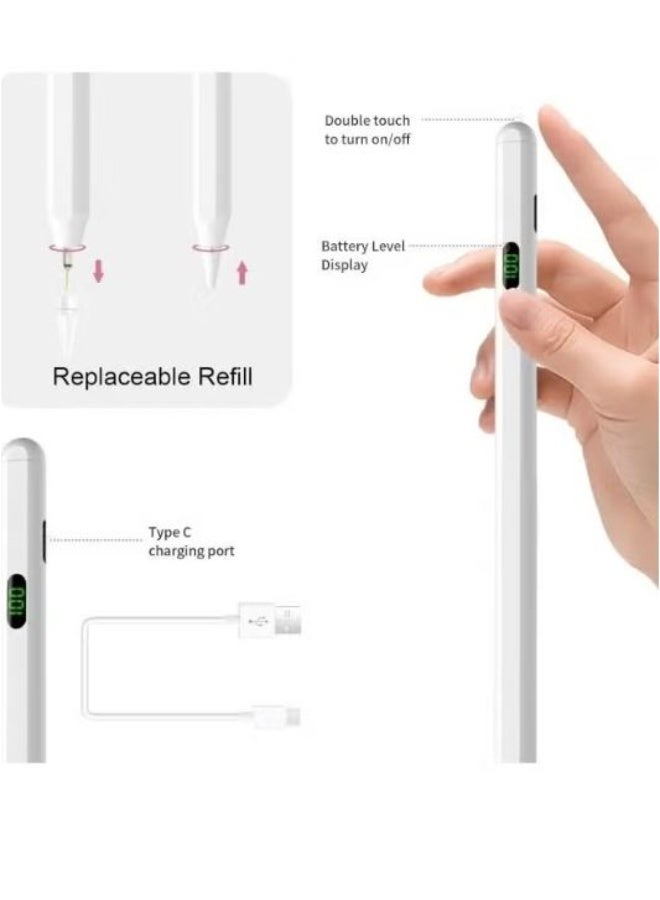 RYN 2024 New iPad Pencil with Battery Display, Magnetic & Tilt-Sensitive Stylus for Apple iPad 2018 and Later, White - Image 3