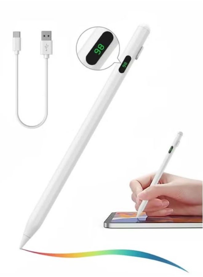 RYN 2024 New iPad Pencil with Battery Display, Magnetic & Tilt-Sensitive Stylus for Apple iPad 2018 and Later, White - Image 1