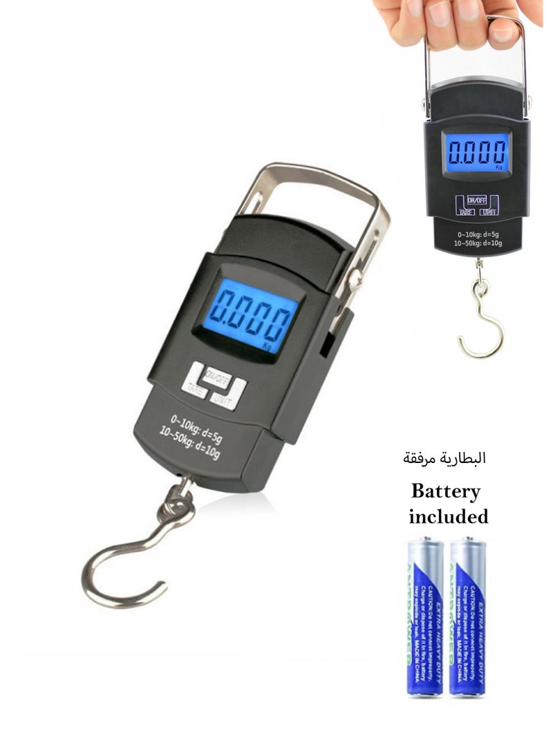 وي هانج ميزان أمتعة رقمي محمول بوزن 50 كجم مع إضاءة خلفية LCD للسفر والصيد ووزن الطرود - Image 1