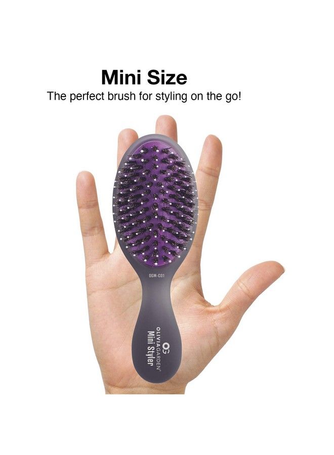 Olivia Garden فرشاة أوغ لتنعيم وإضافة لمعان لجميع أنواع الشعر بحجم جيب مثالية للسفر، وسادة قابلة للإزالة، شكل يلتف حول فروة الرأس، تدلك فروة الرأس للنساء والرجال والأطفال باللون الأسود - Image 3