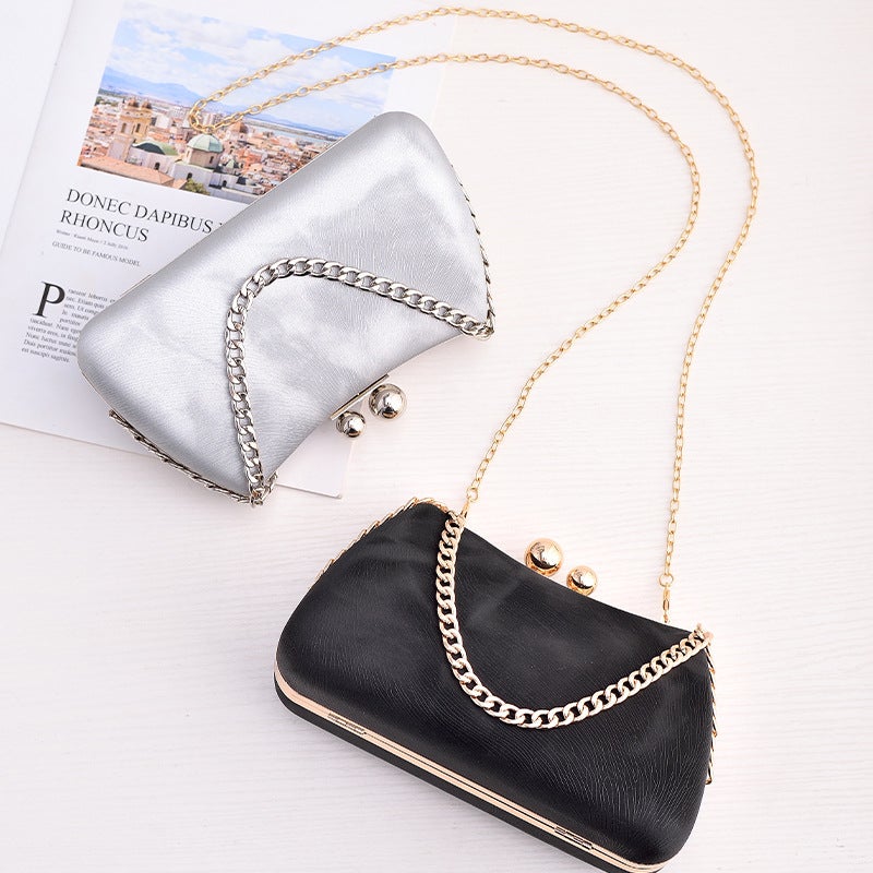 Black PU Evening Clutch Bag with Retro Qipao Style and Lock Clasp - Image 4