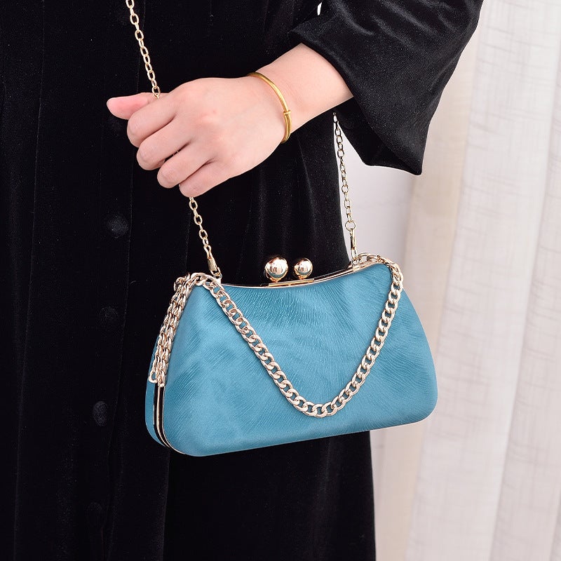 Black PU Evening Clutch Bag with Retro Qipao Style and Lock Clasp - Image 3