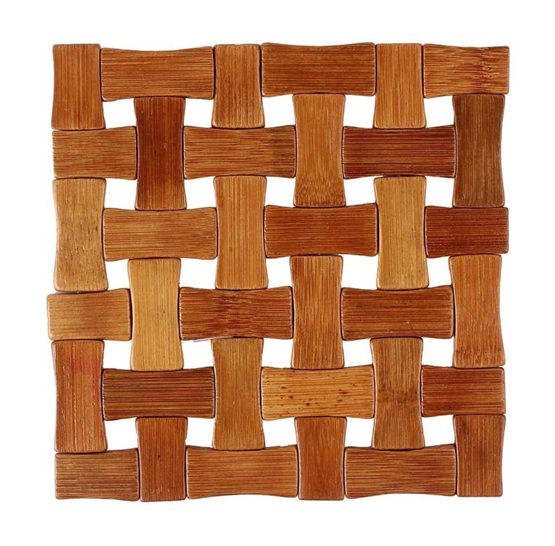 Kuber Industries Bamboo Wooden Coaster, Pan Pot Holder Heat Insulation Pad, Square 16 x 16 cm (Set of 6, Brown)-KUBMART2858 - Image 2