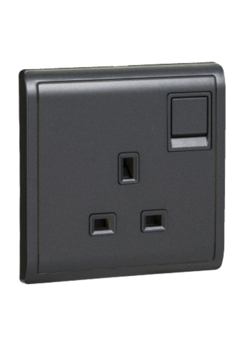 Schneider Electric Schneider Electric Pieno 13A 250V 1Gang switched socket,Matt Black (Model Number - E8215_MB_G1) 