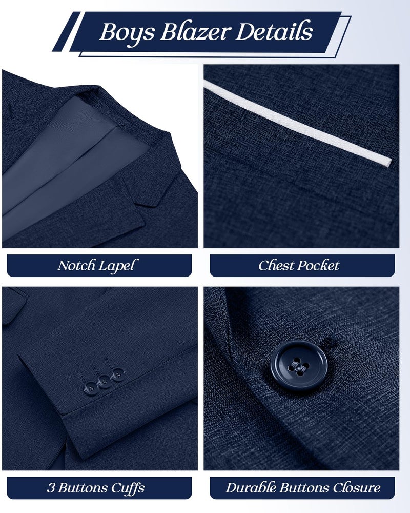SaiLiiny Boys Blazer for Toddler Lightweight Suit Jacket for Boys Slim Fit Blazer for Wedding Navy Blue Blazers for Boy Size 4 - Image 3